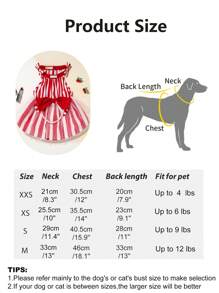 UFBemo UFBemo Striped Dress With White Pearl Necklace Accessory, Princess Style Dog Clothes Suitable For Cats And Small Dogs To Attend Parties