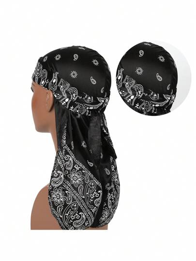 Classic Paisley Print Bandana Unisex Hip Hop Durags Head Wraps Imitation Silk Durag Cycling Head Scarf For Men Halloween