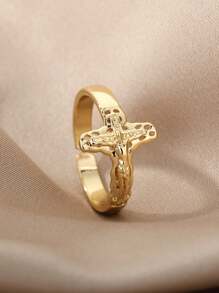 1 pièce Bague croisée latérale ouverte Jésus Christ Bague de bande chrétienne unisexe Cadeaux de bague de doigt