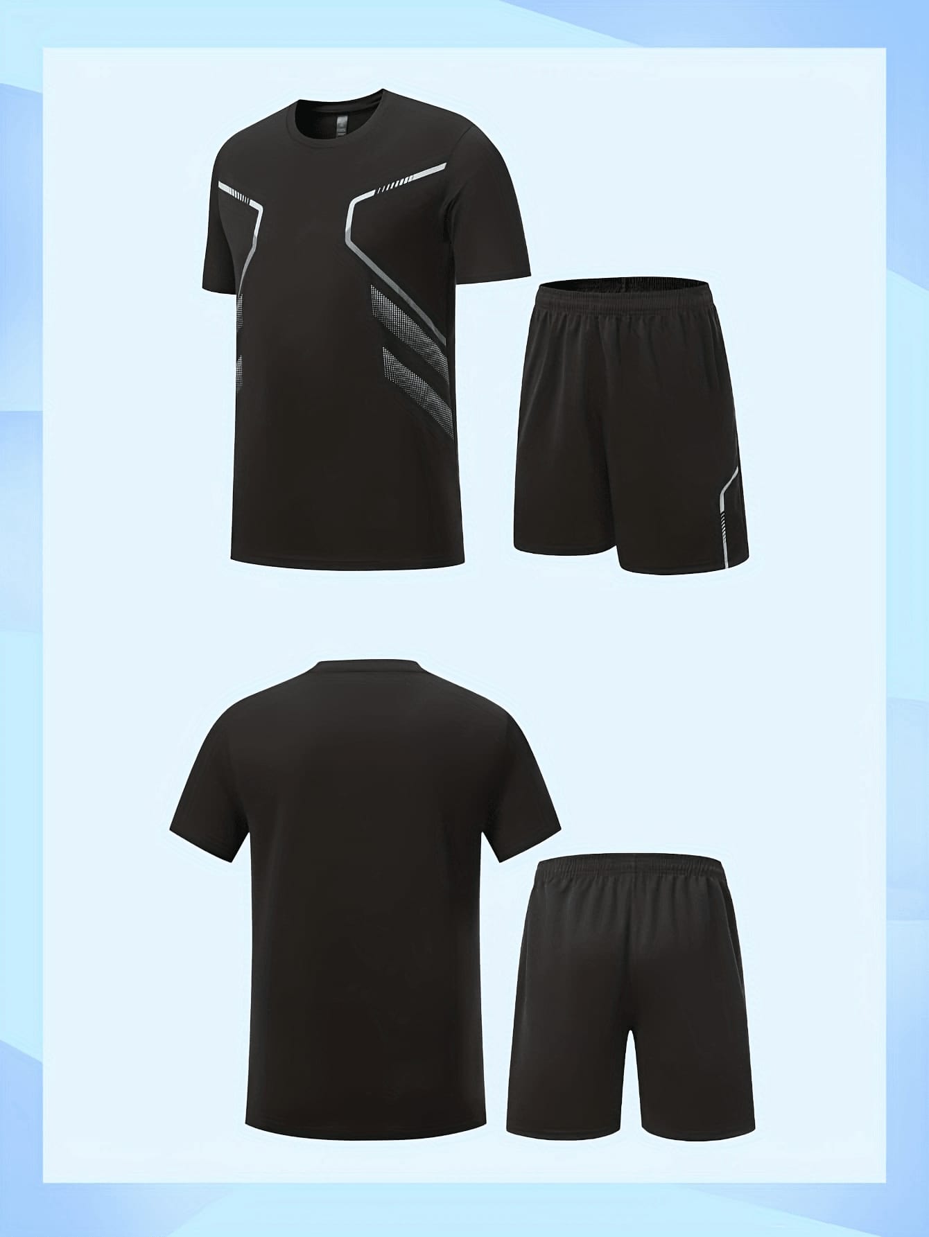 مجموعة رياضية قطعتين من تي شيرت ذو أكمام قصيرة وشو...