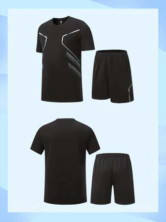 YINGHU Boyfriend Style Men's Quick Drying Ice Silk Short Sleeve T-Shirt And Shorts Sports Suit For Basketball, Running, Cycling, And Fitness Boyfriend Style Men Two Pieces Outfits