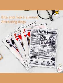 Random Pattern Dog Voice Toy Pet Squeaky Paper Simulation Newspaper Stress Reliever Corgi Teddy Chew Resistant, Durable And Long-Lasting Toy For Teeth Grinding - Multicolor - View 3