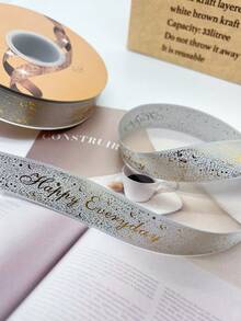 1 Cuộn/50 Yard/Chiều Rộng 2.5 Cm Hạnh Phúc Hàng Ngày Dập Nóng Ruy Băng Polyester Cho Thủ Công DIY, Gói Quà - Nhiều màu - Xem 9
