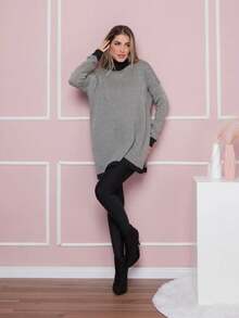 Women Sweater Dresses - 黑色 - 查看 1
