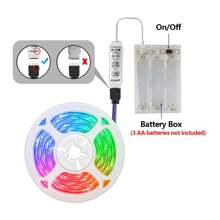 1 Rotolo striscia luminosa a LED con scatola batteria (senza batterie), lunghezza da 3,28FT a 49,21FT, luce a LED flessibile a batteria 5V 3535 che cambia colore RGB con controller a 3 tasti per retro TV, feste, camera da letto, campeggio, decorazione fai-da-te di Natale