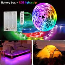 1 Rotolo striscia luminosa a LED con scatola batteria (senza batterie), lunghezza da 3,28FT a 49,21FT, luce a LED flessibile a batteria 5V 3535 che cambia colore RGB con controller a 3 tasti per retro TV, feste, camera da letto, campeggio, decorazione fai-da-te di Natale