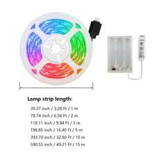 1 Rotolo striscia luminosa a LED con scatola batteria (senza batterie), lunghezza da 3,28FT a 49,21FT, luce a LED flessibile a batteria 5V 3535 che cambia colore RGB con controller a 3 tasti per retro TV, feste, camera da letto, campeggio, decorazione fai-da-te di Natale