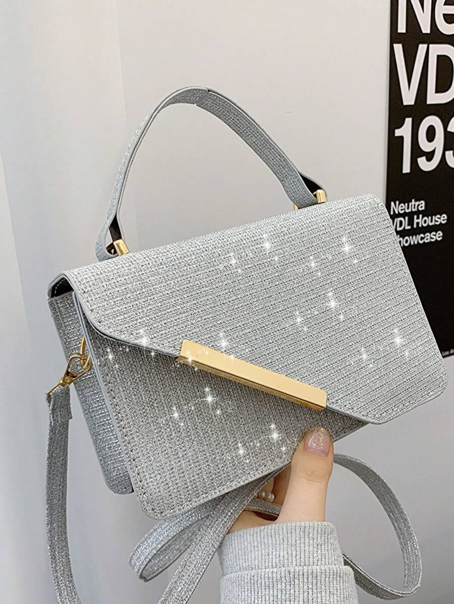 Elegant And Portable Mini Fashion Flap Handbag, Adjustable Shoulder Strap, Designed For Women, Best Personalized Gift For Female, Mothers And Girlfriends - Silver - View 1