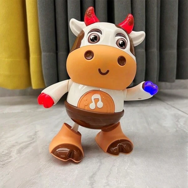 Juguete eléctrico con música, luz y baile de vaca para niños, juguete de aprendizaje temprano para la infancia, regalo de cumpleaños y Navidad (3 baterías AA no incluidas) (Algunas partes se envían al azar)