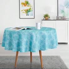 Qucover Round Tablecloth Polyester Wrinkle Free Stain Resistant Wipe Clean Circular Table Cloth 150cm For Dinning Room Kitchen And Picnic 60 Inches (Blue Green) - Lake Green - View 7