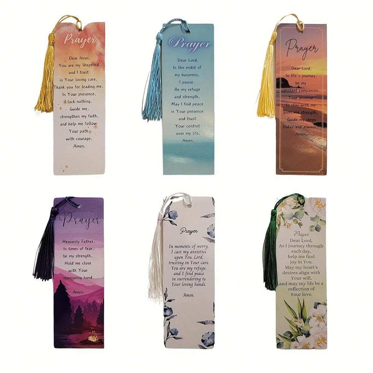 Set Of 12 Bible Verse Bookmarks With Prayers 6 Pcs Unique Designs