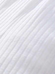 Monos de textura con burbujas y manga corta para niña, con espalda cruzada y tela de rayas tejidas [Incluye bolso] - Blanco - Ver 7