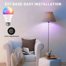 1pc 85-265V 12Color Changing LED Smart Light Bulbs With Remote Control - 5 Watt Medium Based RGB Color Changing Light Bulb For Mood Lighting With Remote - White - View 3