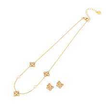 1 Set Cubic Zirconia Flower Stainless Steel Necklace Set For Women Daily Wear Valentines,Mom,Mother,Mother's Day,Gift