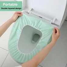10pcs Extra Large Disposable 2-Layer Non-Woven Toilet Seat Covers, Universal For Travel, Hotel, Bathroom, Thick Waterproof Portable Toilet Mat, Bathroom Smart Toilet Seat Cover, Toilet Safety Isolation Pad