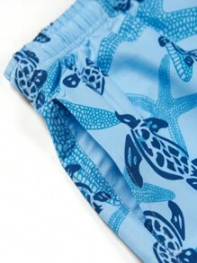 Herren Badehose mit Schildkröten Muster - Babyblau - Übersicht 3