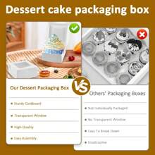 20Pcs Bakery Boxes Paper Cake Boxes Single Cookie Boxes With Clear Window White/Yellow Multipurpose Bakery Gift Packaging Boxes For Pastries Cookies Small Cakes Pie 16x16x7.5 Cm Wedding Party Gift Bags - White - View 5