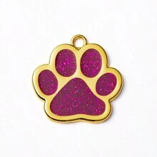1 pieza Etiqueta de identificación personalizada para mascotas en forma de pata de perro de color vino tinto con personalización en color dorado y nombre de mascota, información de contacto, dirección y talla grande grabados para evitar pérdidas, adecuado para perros pequeños y gatos
