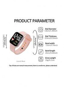 Reloj electrónico cuadrado para niños con dibujos animados y visualización digital, juego de 2 relojes deportivos - Rosa - Ver 9