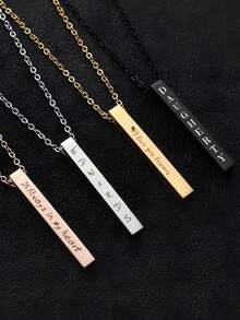 Personalized 3D Vertical Bar Necklace , Customized 2 Sides With Engraving ,Jewelry Gifts For Her Mom Grandma Sister ,Mother's Day Gift,Beautiful Memory Gifts For Dad On Father's Day