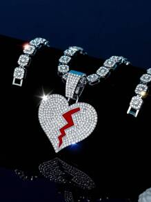 1pc Fashionable Creative Zinc Alloy Rhinestone Pendant Necklace With Greeting Card Jewelry Box For Mother's Day, Women