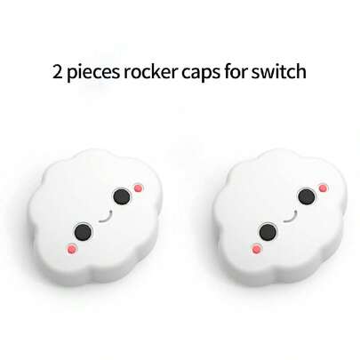 2 nắp chụp cần điều khiển họa tiết đám mây trắng, tương thích với Switch NS, Switch OLED, Switch Lite, phụ kiện cần điều khiển hướng nút chụp bằng silicon, quà tặng tuyệt vời tương thích với máy chơi game Switch