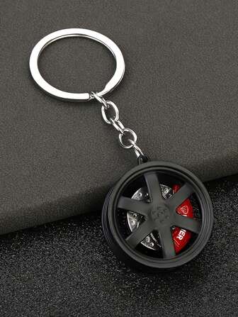 新款字母功率人力汽車輪毂鑰匙扣金屬汽車改裝制動輪毂鑰匙吊飾男孩子/父親男學生鑰匙扣小禮物