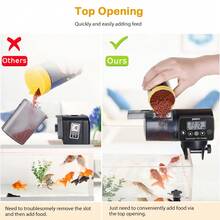 Automatic Fish Feeder Programmable Fish Food Dispenser Multi-Functional Fish Food Timer With Digital Display Screen, 200mL Capacity, Black - 黑色 - 查看 3