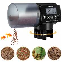 Automatic Fish Feeder Programmable Fish Food Dispenser Multi-Functional Fish Food Timer With Digital Display Screen, 200mL Capacity, Black - 黑色 - 查看 1