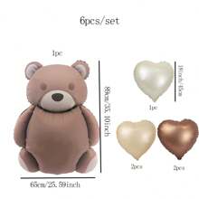 6 Pieces/Set Of Matte Bear Aluminum Film Balloons, Love, Holiday Party Decoration Balloons, Birthday Decoration Balloons, Scene Balloons
