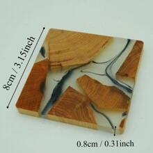 Set Of 7pcs Square Wooden Coasters Set For Drinks - Natural Wood Drink Coaster Set With Holder For Modern Home Decor, Epoxy Coasters,Modern Coasters With Holder, Cedar Wood Coaster