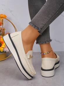 时尚女士轻便休闲乐福鞋、运动鞋 - 米色 - 查看 5