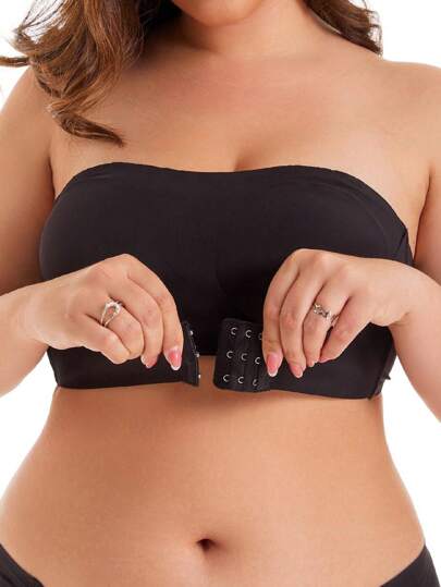 Plus Size Front Closure Strapless Bras For Women, Wireless Bandeau Bra, Comfortable Seamless Bralette With No-Slip Silicone, Ultra Soft And Lightweight, Women's Lingerie, Anti Bacterial,Quick-Drying,Breathable,Anti Stink,Cooling,Absorbs Sweat