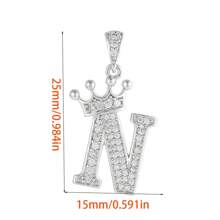 1pc Stainless Steel Letter A-Z Necklace With Micro-Inlaid Zirconia Crown Pendant For Women Everyday Wear, Removable Copper Plated Pendant, Ideal Gift For Good Friends Or Classmates