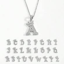 1pc Stainless Steel Letter A-Z Necklace With Micro-Inlaid Zirconia Crown Pendant For Women Everyday Wear, Removable Copper Plated Pendant, Ideal Gift For Good Friends Or Classmates