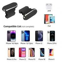[4+1] 4入組黑色防塵塞+1入清潔刷套裝，適用於 iPhone，金屬防塵塞蓋充電口保護蓋，適用於 iPhone 14 Pro Max 13 12，AirPods，iPad 和所有 Lightning 裝置 - 黑色 - 查看 6