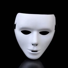 1pc Luminous Street Dance Mask, White Ghostly Style Mask For Hip Hop Dancing - White - View 9