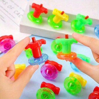 12/24/36pcs Sound-Emitting Gyro Toys With Launcher, Mini Twist Force Gyro Revolving Toy, Desktop Toy, Party/Festival Favor(Random Color)