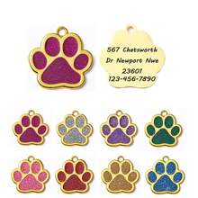 1 pieza Etiqueta de identificación personalizada para mascotas en forma de pata de perro de color vino tinto con personalización en color dorado y nombre de mascota, información de contacto, dirección y talla grande grabados para evitar pérdidas, adecuado para perros pequeños y gatos