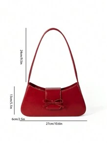 1pc Vintage Minimalist Ballet Style Bow Leopard Print Exposed Lining Yellow Polka Dot Angora Decor Shoulder Baguette Bag, Suitable For Dates, Outings, Parties, Valentine's Day