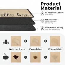 Coffee Mat - Coffee Bar Mat For Countertops, Coffee Bar Accessories Fit Under Coffee Maker Espresso Machine, Absorbent Hide Stain Rubber Backed Dish Drying Mat For Kitchen Counter - Coffee Brown - View 2