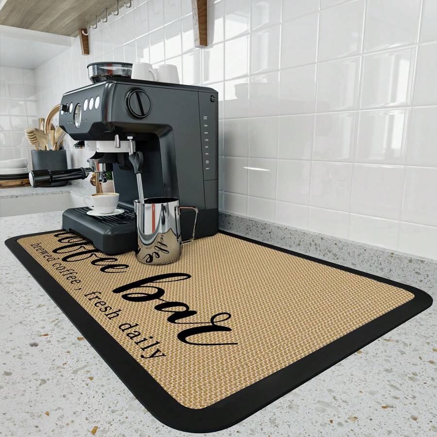 Coffee Mat - Coffee Bar Mat For Countertops, Coffee Bar Accessories Fit Under Coffee Maker Espresso Machine, Absorbent Hide Stain Rubber Backed Dish Drying Mat For Kitchen Counter - Coffee Brown - View 1