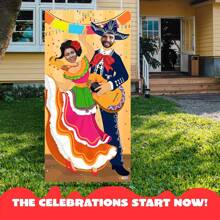 Banner de puerta con foto de pareja para carnaval, suministros para fiestas, decoración, tema mexicano de carnaval, fiesta o festivales, Navidad
