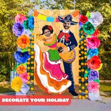 Banner de puerta con foto de pareja para carnaval, suministros para fiestas, decoración, tema mexicano de carnaval, fiesta o festivales, Navidad