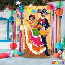 Banner de puerta con foto de pareja para carnaval, suministros para fiestas, decoración, tema mexicano de carnaval, fiesta o festivales, Navidad