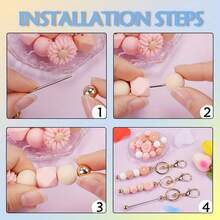 Kit para hacer llaveros con cuentas de silicona, 25 piezas de cuentas de silicona con llavero en forma de flor de margarita para hacer llaveros y pulseras DIY - Multicolor - Ver 5