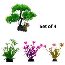 Trang trí bể cá, Bộ 4 món Cây hồng Cây xanh, Trang trí bể cá Cá vàng Beta, Phụ kiện trang trí cây thủy sinh bằng nhựa - Nhiều màu - Xem 8