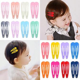 30pcs Random Color Kids Solid Hair Clips Children Hair Accessories