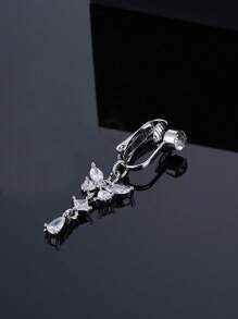 1 peça Piercing de Umbigo Falso de Borboleta Sem Furo na Moda, Piercing de Umbigo de Cobre com Pingente de Zircônia Cúbica