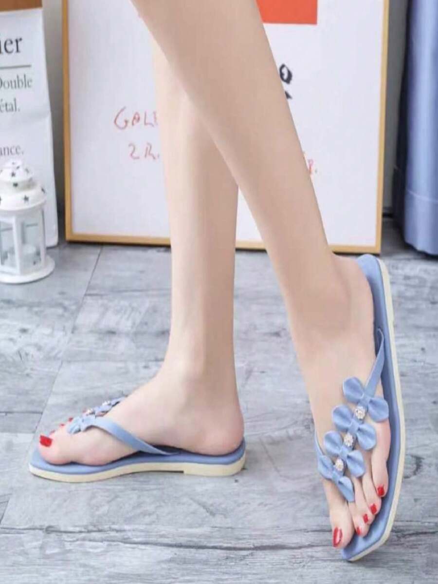 Sandalias Pata Gallo de Sandalias Planas de mujer - Azul - Ver 1